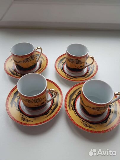 Чашки кофейные с блюдцами фарфор, 4 шт, Япония