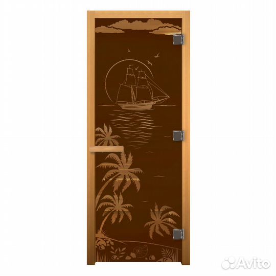 Дверь для Бани стекло Бронза Матовая 