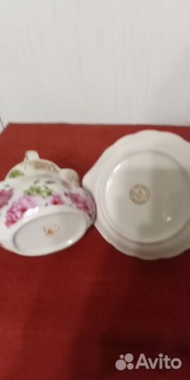 Лебедь фарфор конфетница лимонница розы