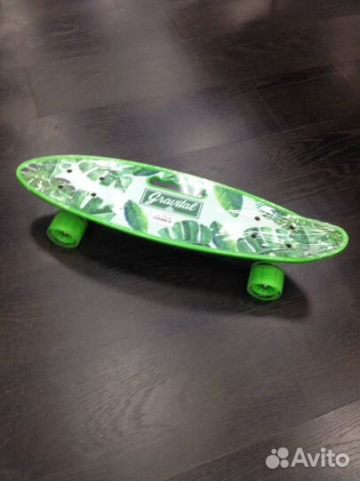 Скейтборд, пениборд с ручкой, светящиеся колеса