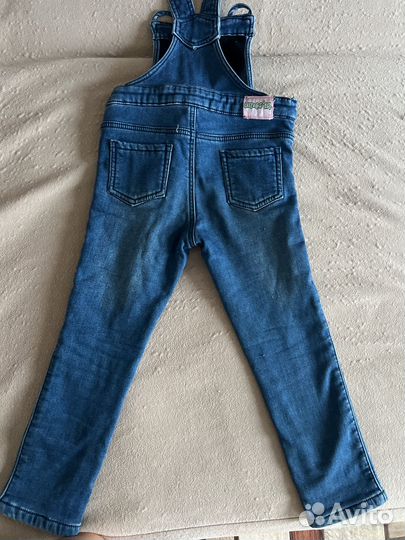 Джинсовый полукомбинезон теплый