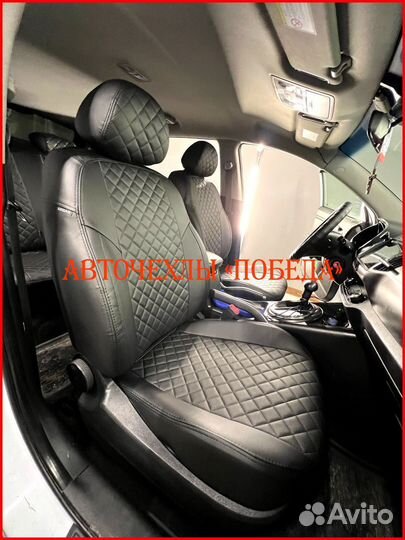 Чехлы Kia Sportage 3 из экокожи чёрные Ромб