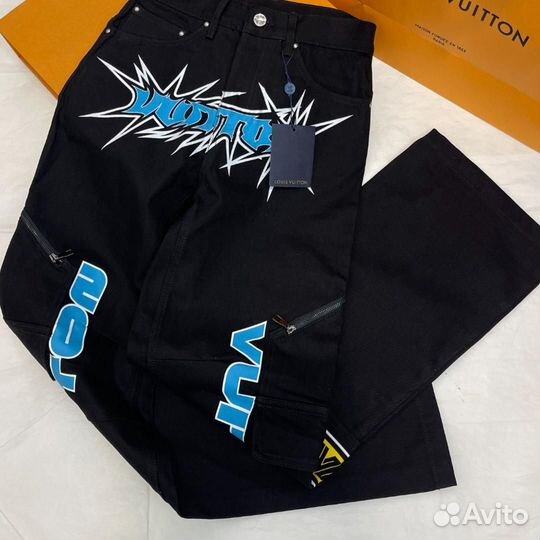 Джинсы мужские черные Louis Vuitton