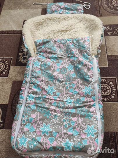 Зимний конверт в коляску на овчине