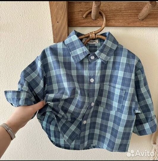 Рубашка клетка для мальчика 90