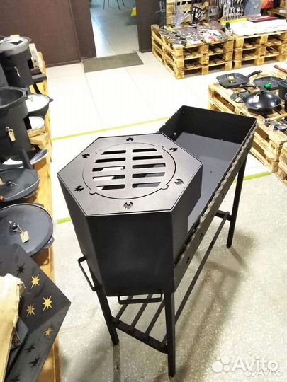 Мангал усиленный с печью под казан. Жаропрочный