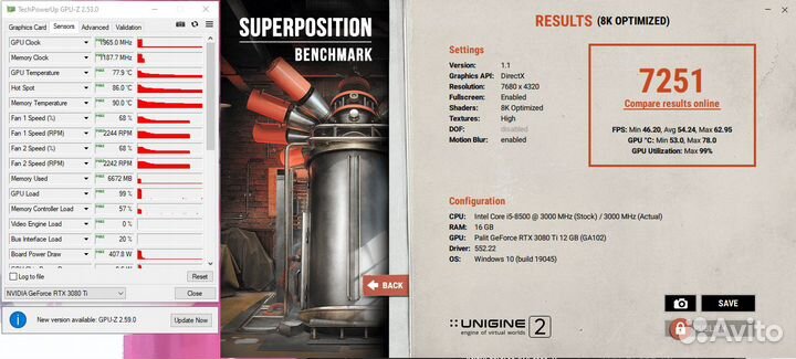 Видеокарта Palit GeForce RTX 3080 Ti GameRock 12 г