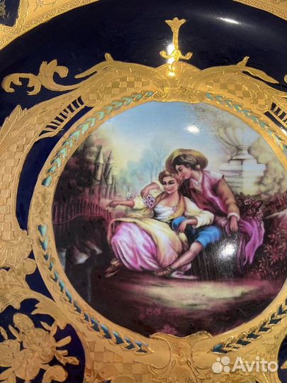 Огромная ваза для фруктов фарфор с бронзой