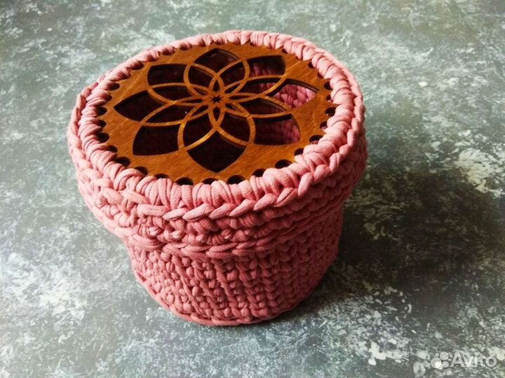 Корзинка из трикотажной пряжи