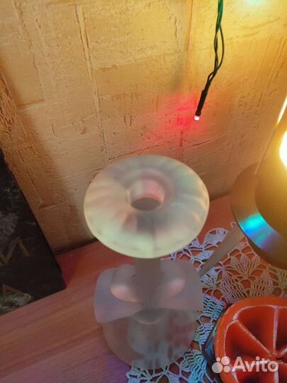 Подсвечник матовое стекло СССР 20,5 см