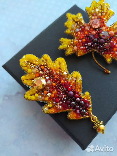 Брошь осенний лист