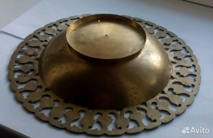 Блюдо антикварное (латунь, эмаль) Индия