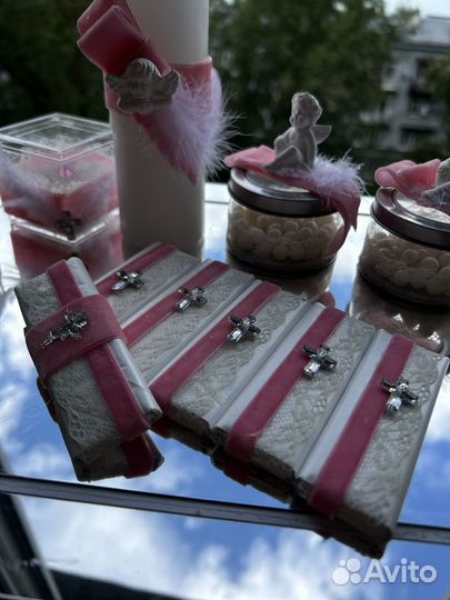 Крестильный набор для девочки свечи таросики