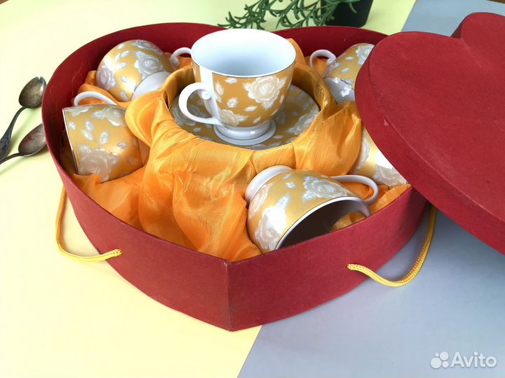 Новый Чайный сервиз 6 пар фарфор