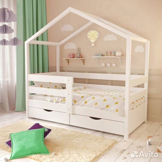 Кроватка детская с бортиком берёзаТеремок