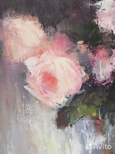 Картина маслом Розы 40 *50 см подрамник