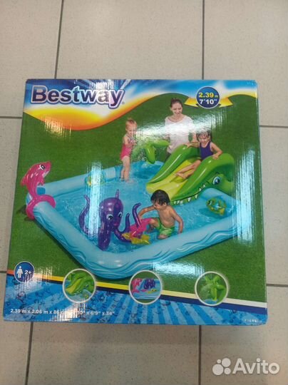 Детский надувной бассейн с горкой