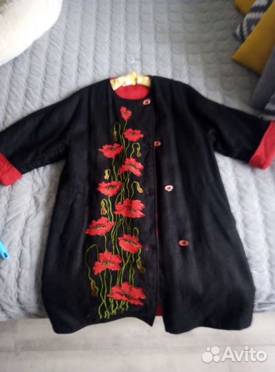 Новое льняное женское пальто, 46-50