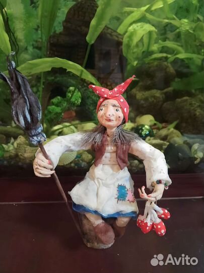 Кукла игрушка на ёлку Бабка Ёжка из ваты