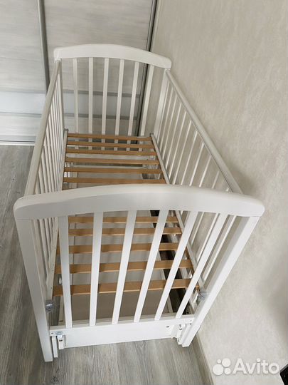 Детская кроватка 120х60 белая из дуба тм Лель