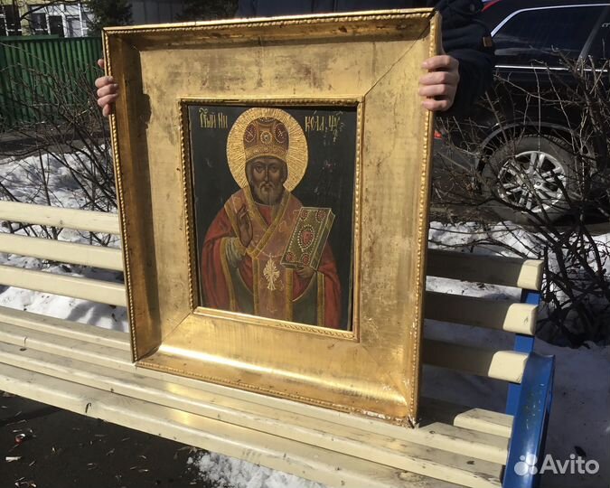 Храмовая Икона.Сусалка.Николай Чудотворец.Antiq