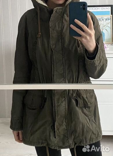 Парка (куртка) mango с капюшоном