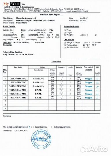 Керамическая пластина для бронежилета 5 класса
