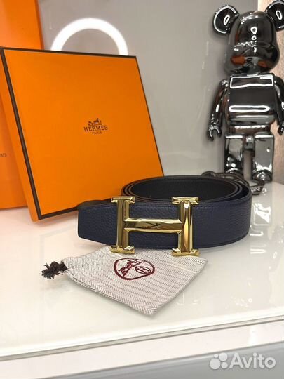 Мужской двусторонний кожаный ремень Hermes