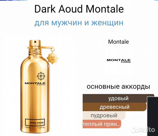 Миниатюры парфюмерии Montale dark aoud 30 ml