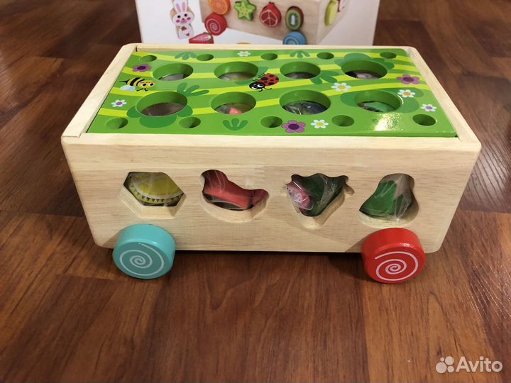 Деревяный сортер грядка на колёсиках