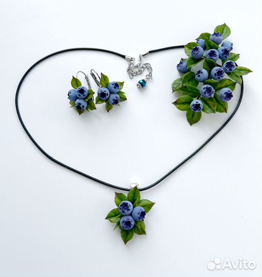 Серьги с черникой ручная работа