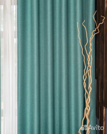 Шторы рогожка Орфей Бирюза