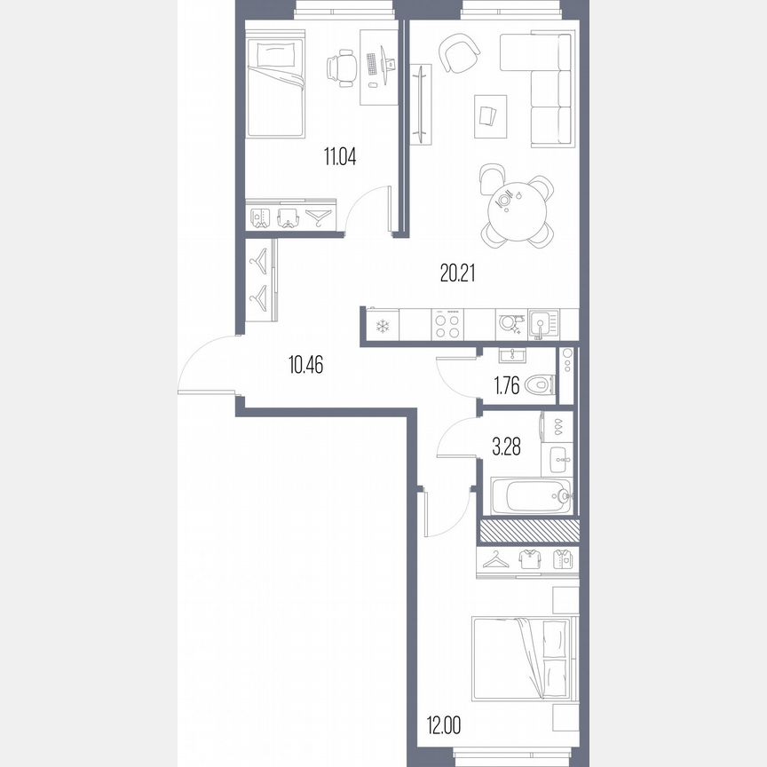2-к. квартира, 58,8 м², 5/10 эт.