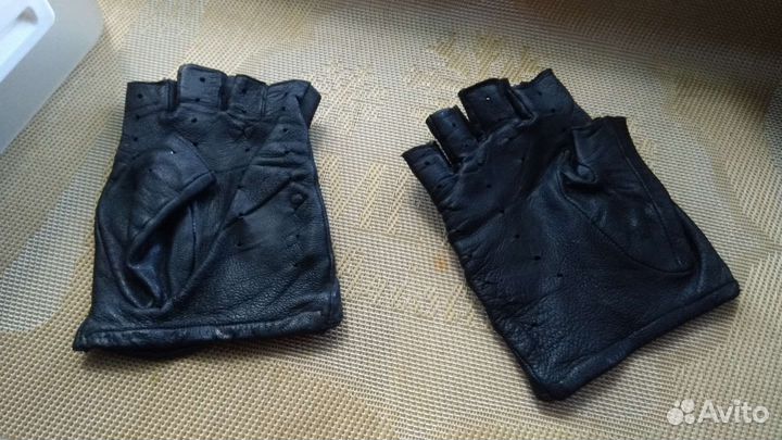 Кожаные перчатки без пальцев мужские