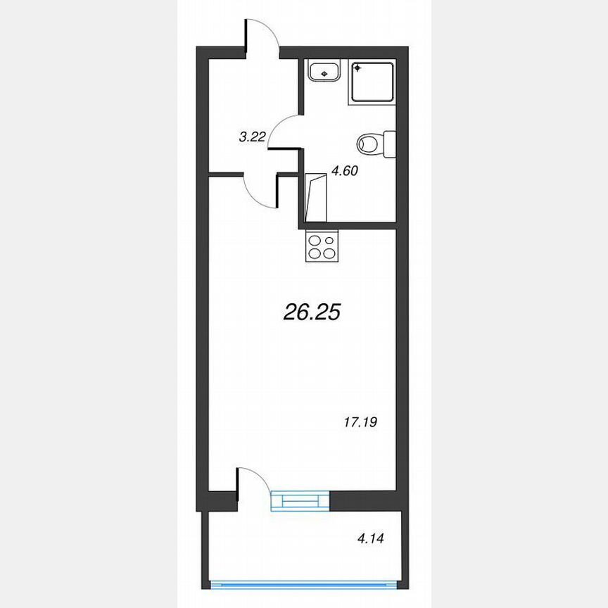 Квартира-студия, 29,2 м², 2/22 эт.