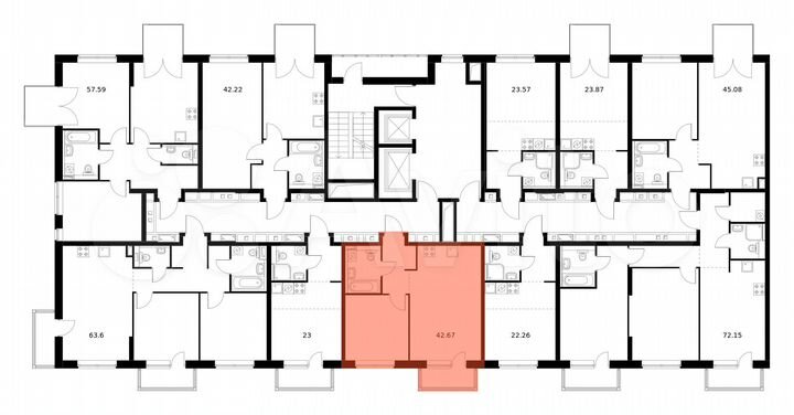 1-к. квартира, 42,7 м², 10/14 эт.