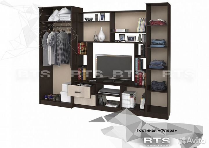 Стенка в гостиную Флора Ясень шимо