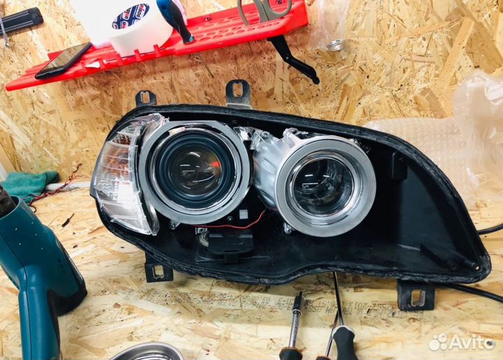 Стекла фар бмв х5 е70 ангельские глазки LED