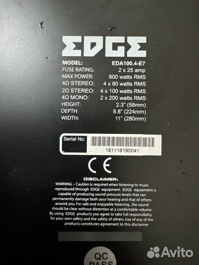 Усилитель Edge EDA100.4-E7