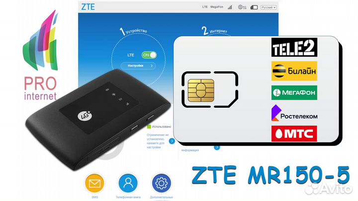 Wi-Fi роутер МегаФон MR150-5 сим-карта в подарок