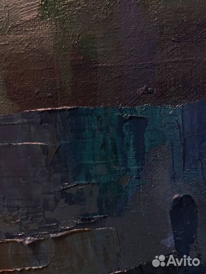 Картина маслом пейзаж летний холст на картоне