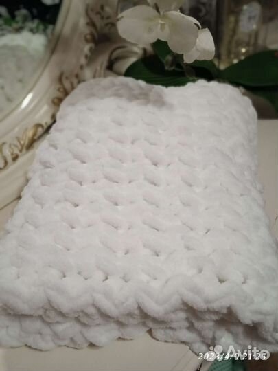 Плюшевый белый плед. Подарок новорождённому