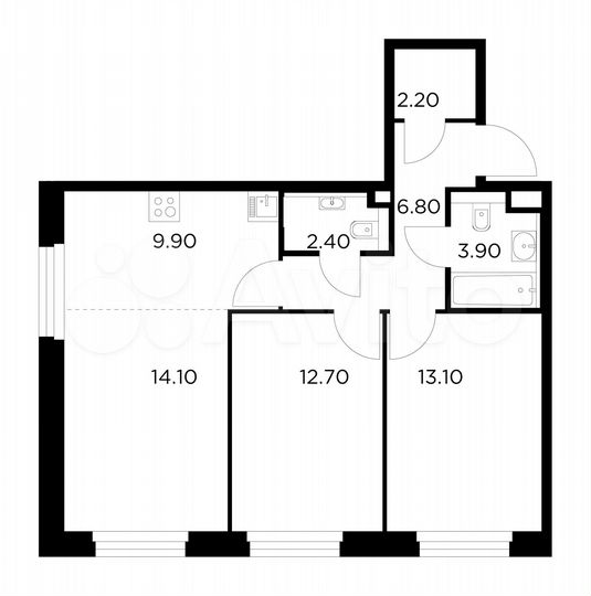 3-к. квартира, 65,1 м², 16/23 эт.