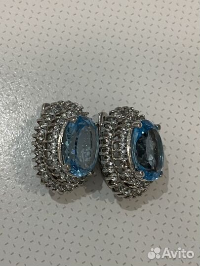 Серебряное серьги с топазом