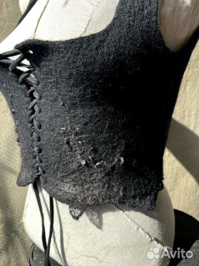 Черный корсет из шерсти, Винтаж готический корсет