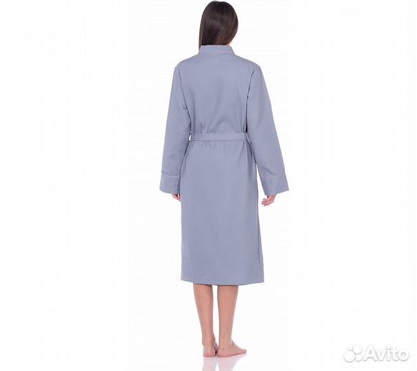 Халат вафельный Home One с кантом серый 52