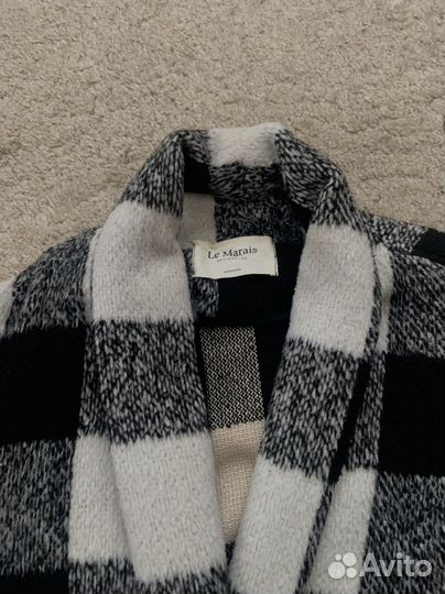 Шерстяное пальто рубашка в клетку oversize