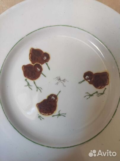 Тарелка лфз,4 птенца и паучок,Е.Чарушин,бокал Лфз