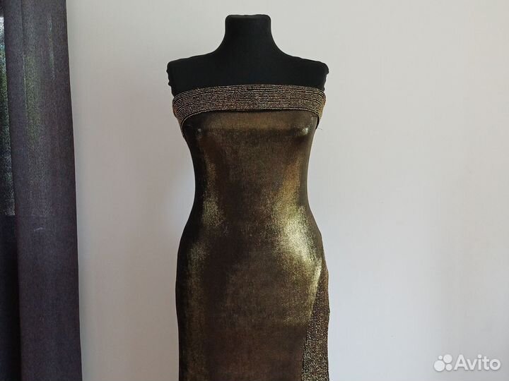 Вечернее платье в пол золотое 42 44