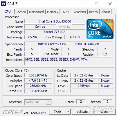 Процессор Intel Core 2 Duo E6300